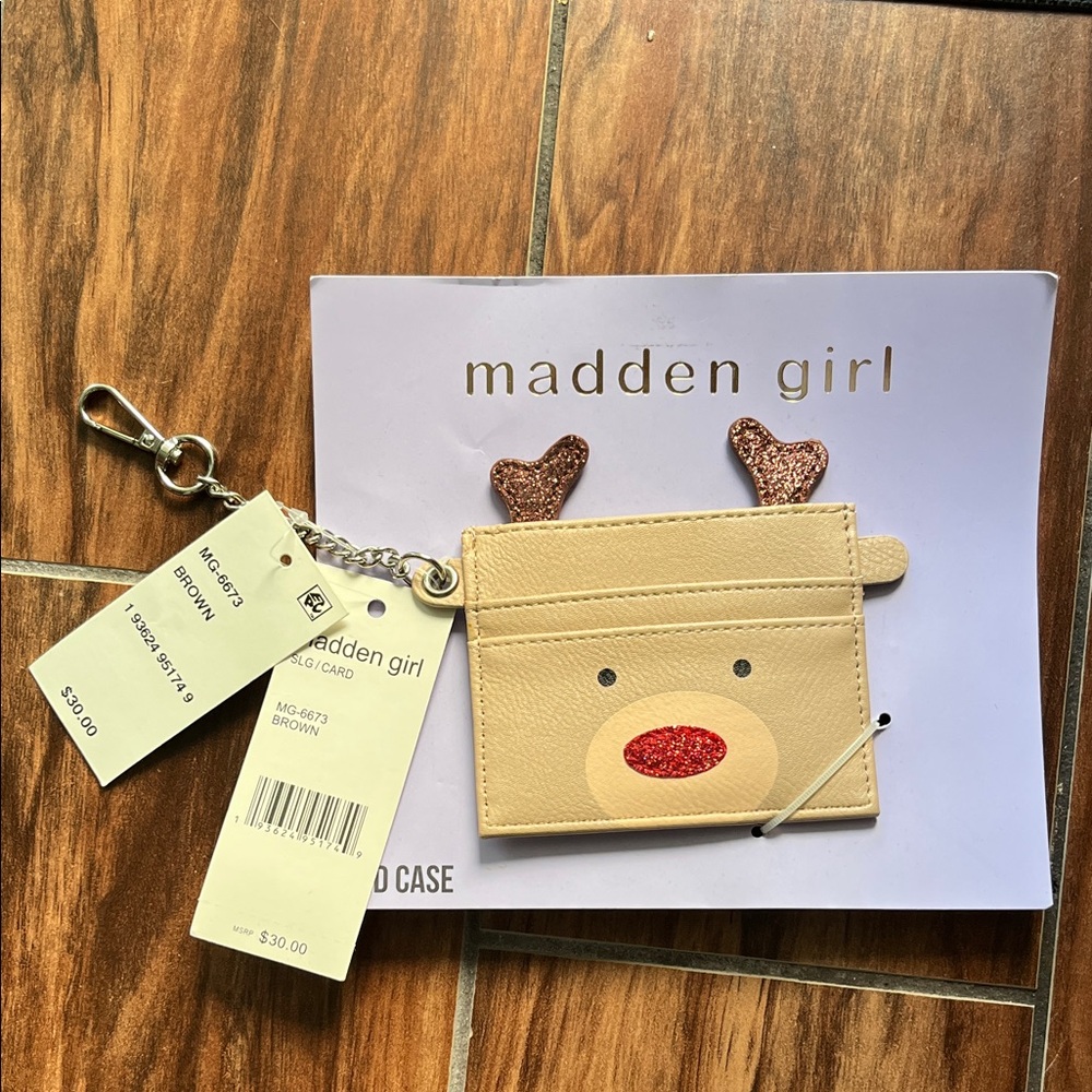 Madden Girl Reindeer Card Holder - Cream and Red